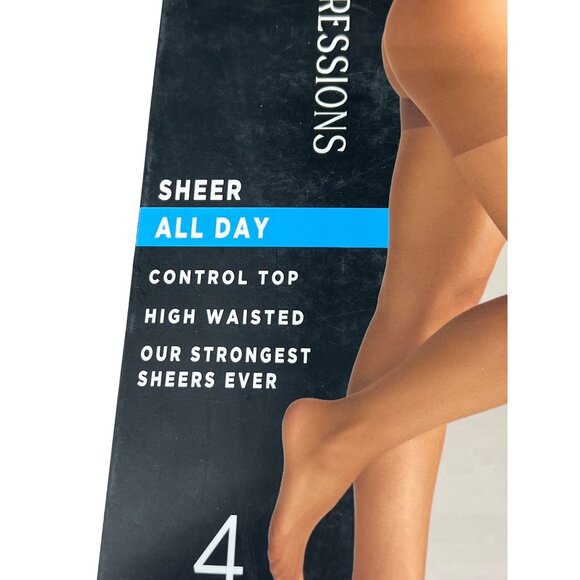 Silk Impressions Sheer Control Top Pantyhose Size Small 4 Pairs Coffee Bean NEW - Picture 2 of 6